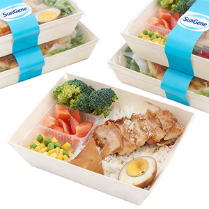 Bandeja biodegradable y ecológica para llevar comida, contenedor desechable de madera y PET para pasteles. - Product Image 2