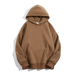 High Quality Men's French Terry <b>Hoodie</b> Custom Logo Solid Pattern Oversized No <b>String</b> Sweatshirt Hooded Collar - Product Image 4