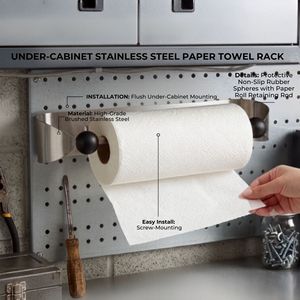 Modern Multi-Purpose Stainless Steel Wall-Mounted <b>Paper</b> Roll Towel Holder Rack for Restaurant Hotel Home <b>Kitchen</b> Workshop Garage - Product Image 2