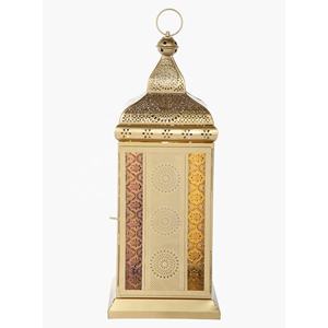 Portavelas Decorativo de Metal Marroquí, Hexagonal, Hecho a Mano, de Cristal Colorido Dorado, para Colgar o de Pie, Navidad 2026 - Product Image 2