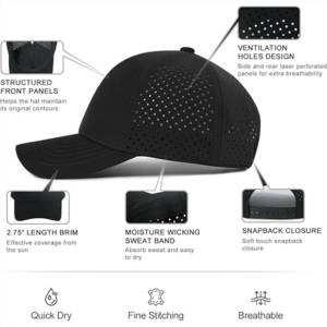 Unisex <b>Black</b> <b>Baseball</b> <b>Cap</b> 6-Panel Mesh Adjustable Breathable Outdoor Casual Hat Spring Summer Adult Style - Product Image 6