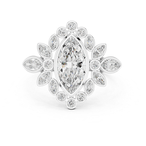 Anillo de Compromiso de Oro Amarillo de 14K con Diamantes Cultivados en Laboratorio, Corte Redondo y Marquesa, para Mujer |   Diamante Cultivado Nuevo - Product Image 5