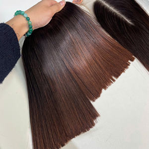 Extensions de cheveux vierges vietnamiens soyeux, tissage de cheveux lisses pour femmes, prix d'usine en gros, prix abordable, brun ombré - Product Image 5