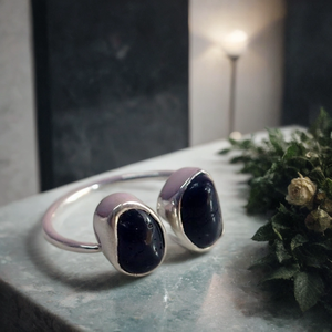 Anillo de plata unisex, piedra preciosa de turmalina negra natural, estilo étnico, certificado de terceros para regalos de fiesta de compromiso de boda - Product Image 1