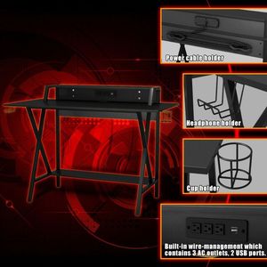 Scrivania da Gaming Professionale Tutto-in-Uno con Portabicchieri e Supporto per Cuffie, Accessorio Multifunzionale Pratico per Giocatori - Product Image 3