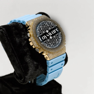 Montre Laysware de luxe avec diamants Moissanite VVS, boîtier en strass, bracelet en silicone bleu clair, montre unisexe Hip Hop, cadeau - Product Image 2