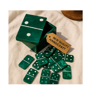 2026 Hochwertiges Handgefertigtes Harz-Domino-Brettspiel-Set, Doppel-6, 28 Spielsteine, Gelbe Elegante Box, Holzkoffer, Familienspaß |   Set