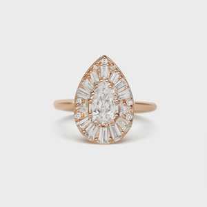 Bague de fiançailles Art Déco avec halo de diamants de laboratoire à taille mixte, or massif 14 carats, 2,86 carats, certifiée IGI, luxe sur mesure pour mariage - Product Image 3