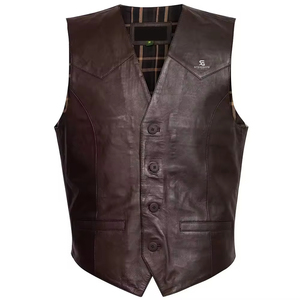 Men's Genuine <b>Leather</b> <b>Vest</b> OEM Adults Custom Wholesale Motorcycle Sleeveless Biker Jacket Vintage Casual Premium Outerwear - Product Image 1