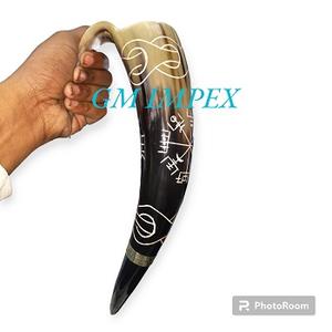 Cuerno para beber vikingo de ágata genuina seguro para los alimentos con soporte de cuero estilo Animal náutico para boda hogar Hotel - Product Image 1