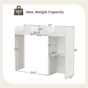 Libreria da scrivania in legno ingegnerizzato bianco con monitor da 27FT/68,58 cm e pensile da 93,98 x 25,40 x 73,66 cm con kit anti-ribaltamento - Product Image 4