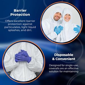 Overoles desechables MPP impermeables blancos Trajes Hazmat medianos Capucha Muñecas elásticas Cremallera-60 GSM Traje de pintores unisex para hombres - Product Image 4
