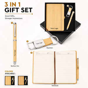 Set de Regalo de Bambú con Logotipo Personalizado, Cuaderno, Bolígrafo, Llavero, Caja de Regalo Empresarial para Eventos Corporativos y Promociones - Product Image 1