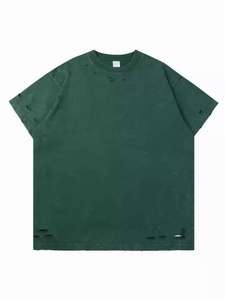 เสื้อยืดแขนสั้นสีแดงล้วนสำหรับผู้ชาย คอกลม ทรงปกติ ผ้าฝ้ายเจอร์ซีย์ 100% น้ำหนัก 320 กรัม สวมใส่สบาย พิมพ์ลายโลโก้ด้านหน้าแบบดิจิทัล - Product Image 6