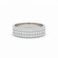 Stapelbarer Voll-Eternity-Ring, klassisch geformter, dreireihiger breiter Ring mit runden, im Labor gezüchteten Diamanten, insgesamt 3,40 Karat, 10K 14K 18K Massivgold