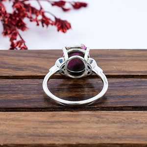 Anillo Bohemio Artesanal de Plata de Ley 925 con Bisel Turquesa Algodón de Azúcar, Gema Natural Rosa y Azul, Joyería de Lujo, Regalo para - Product Image 3
