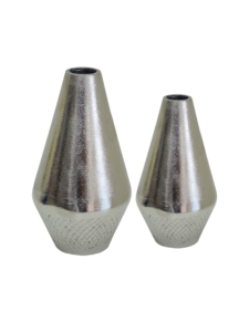 Juego de 2 Macetas de Metal Plateado con Baño de Oro, Floreros Modernos y Elegantes con Base Texturizada, Decoración de Mesa, Hogar, Oficina, Escritorio - Product Image 1