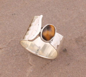 Bague vintage en œil de tigre naturel, argent sterling 925, bague pour homme, bague signet, bijoux faits à la main, logo personnalisé, vente en gros - Product Image 5