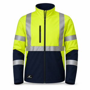 Chaqueta de Seguridad de Alta Visibilidad Clase 2, Naranja y Negra con Franjas Reflectantes, Impermeable, con Cierre Completo, Ropa de Trabajo Softshell al por Mayor - Product Image 5