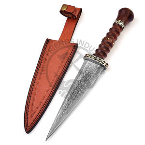 มีดโดเกอร์เหล็กดามัสกัสแบบด้ามไม้ลายเกลียวสไตล์ยุคกลางรุ่นใหม่ปรับแต่งได้ พร้อมใบมีดสองคม สำหรับการล่าสัตว์กลางแจ้ง - Product Image 2