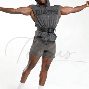 Sudadera sin mangas para hombre, para gimnasio, con capucha, bordada, de poliéster/algodón, con cremallera, de secado rápido, transpirable, con patrón sólido, tejida a crochet, para otoño - Product Image 5