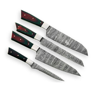 Damascus Steel <b>Kitchen</b> Knife Set Ideal For Home Cooking With Balanced Handling And Elegant Surface Pattern - Product Image 4