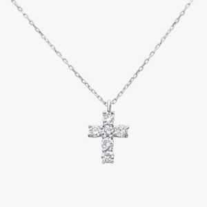 Delicados Collares de Cruz con Diamantes de Oro Sólido 14K 18K, Engaste Pavé, Diamantes Cultivados en Laboratorio, Cierre de Resorte, 18 Pulgadas, Para Usar en Capas, Pequeños, Religiosos, Uso Diario - Product Image 3