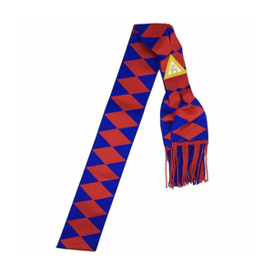 English Royal Arch Companion Sash Hand Embroidered Triple Tau Masonic Chapter Regalia Red Blue Fringed Sash - Product Image 1
