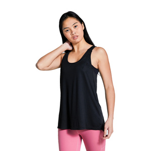 Débardeur noir à col rond pour femme, couleur unie, respirant, tricoté, sans manches, style sportif et décontracté - Product Image 1