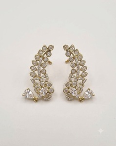 Pendientes de Oreja con Forma de Hoja y Flor, Adornados con Piedras Ovaladas, para Mujer, Chapados en Oro Antiguo, Joyería de Moda, Estilo Étnico - Product Image 5