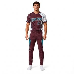Custom Sublimated Baseball Uniform Men Team Jersey Pants Full Button Performance Sportswear OEM Private <b>Label</b> Factory Supplier - Product Image 1