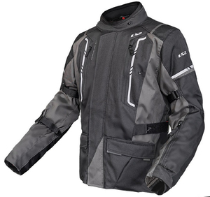 Chaqueta de Motociclismo LS2 Unisex de Manga Larga, Resistente al Viento, Transpirable, Ignífuga, Tallas Grandes, para Todas las Estaciones, Negra y Gris - Product Image 1