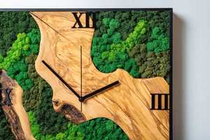 Moss <b>Square</b> Creek Rustic Wood Clock Timber Trail Nature Clock Verdant Riverwood Wall Clock Forest Path Handmade Clock Timber - Product Image 6