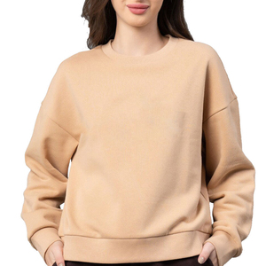 Sudadera Oversize de Cuello Redondo para Mujer, Color Liso, Hombros Caídos, Tejido de Algodón, Transpirable, Largo Regular, Ideal para Otoño - Product Image 1