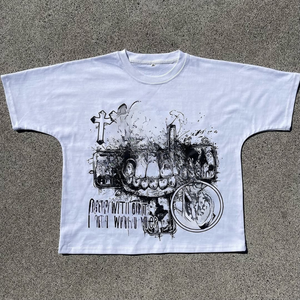 T-shirt pour homme personnalisé, coupe ample et oversize, 100% coton, style streetwear hip-hop avec impression DTG du logo sur tissu épais - Product Image 6