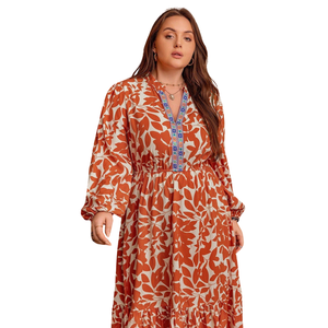 Vestido largo de verano para mujer con estampado floral y lazo frontal - Product Image 5