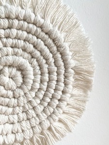 White and Brown Round Macrame Coasters Set Handmade Boho Table Decor Ideal for Home Dining Coffee and Kitchen Use From India - Product Image 2