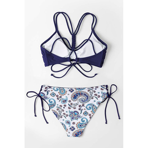 Conjunto de Bikini de Dos Piezas con Estampado Floral y Múltiples Tirantes para Mujer, Traje de Baño Paisley, Conjunto de Bañador Sexy - Product Image 4