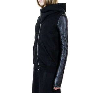 Sudadera con capucha térmica de invierno para hombre, estilo urbano, con mangas de cuero, parches de cuero personalizados, tallas grandes y cremallera - Product Image 1