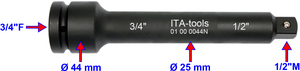 Adaptateur et rallonge pour douille à chocs 3/4''F x 1/2''M, fournisseur Taïwanais - Product Image 2