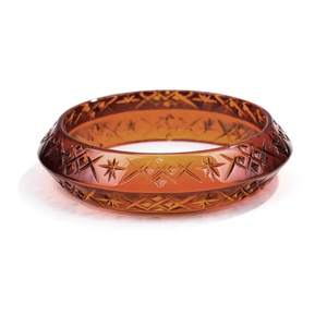 Best Flower Carved Pattern Acrylic Resin Bangle <b>Bracelets</b> Best Quality Fancy Unisex Jewelry Cute <b>Red</b> Yellow Multicolor Design - Product Image 5