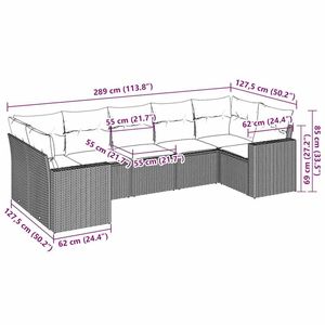 Conjunto de Sofás de Jardín de Ratán PE Marrón con Patas Ajustables, Sofás de Jardín con Patas Ajustables - Product Image 3