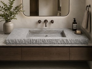 Vasque rectangulaire en marbre naturel, sculptée à la main, moderne, pour salle de bain de luxe, hôtel, meuble-lavabo, usage domestique, fournisseur en gros - Product Image 6