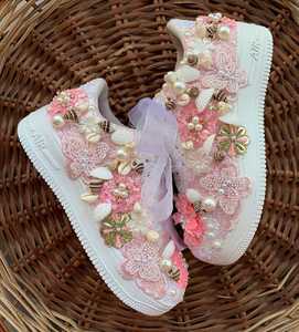 Baskets montantes en cuir blanc avec broderie florale, semelle en caoutchouc, pour femme, chaussures de marche athlétiques, mode outdoor, plateforme - Product Image 4