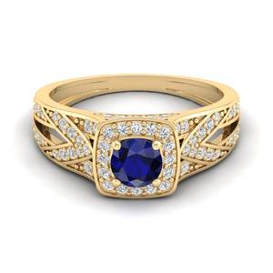 Bague en or massif 14K 18K avec saphir bleu taille ronde 0,4 carat, certifiée GRA, Moissanite, Bijoux fins - Prix de gros REYES - Product Image 6