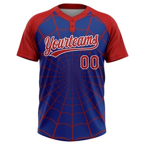 Camiseta de Softbol Personalizada con Diseño de Telaraña, Sublimada, Roja y Azul, Unisex, para Adultos, Absorbente de Humedad, Manga Corta, Ropa Deportiva para Equipo - Product Image 2
