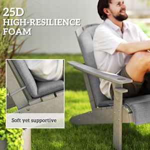 Set di 4 Cuscini per Sedie da Esterno in Schiuma ad Alta Densità Grigia con Lacci per Sedie Adirondack - Product Image 4