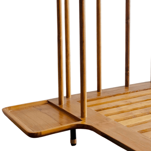 Modern Teak Wood <b>Platform</b> Joris <b>Bed</b> <b>Frame</b> with Rattan Headboard Queen King Size Minimalist Design Solid Wood Durable Bedroom - Product Image 4