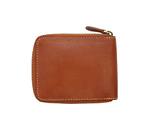 Portefeuille pour homme en cuir italien Vacchetta Castello avec fermeture éclair, porte-cartes d'identité RFID, haute qualité, embossé, marron, court, polyester, faible MOQ - Product Image 2