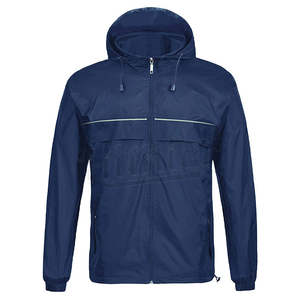 Veste coupe-vent imperméable à capuche pour homme, veste décontractée d'extérieur avec fermeture éclair, veste en polyester uni - Product Image 1